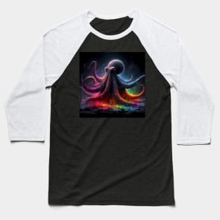 Monochromatic Octopus Within Rainbow Color Splash Baseball T-Shirt